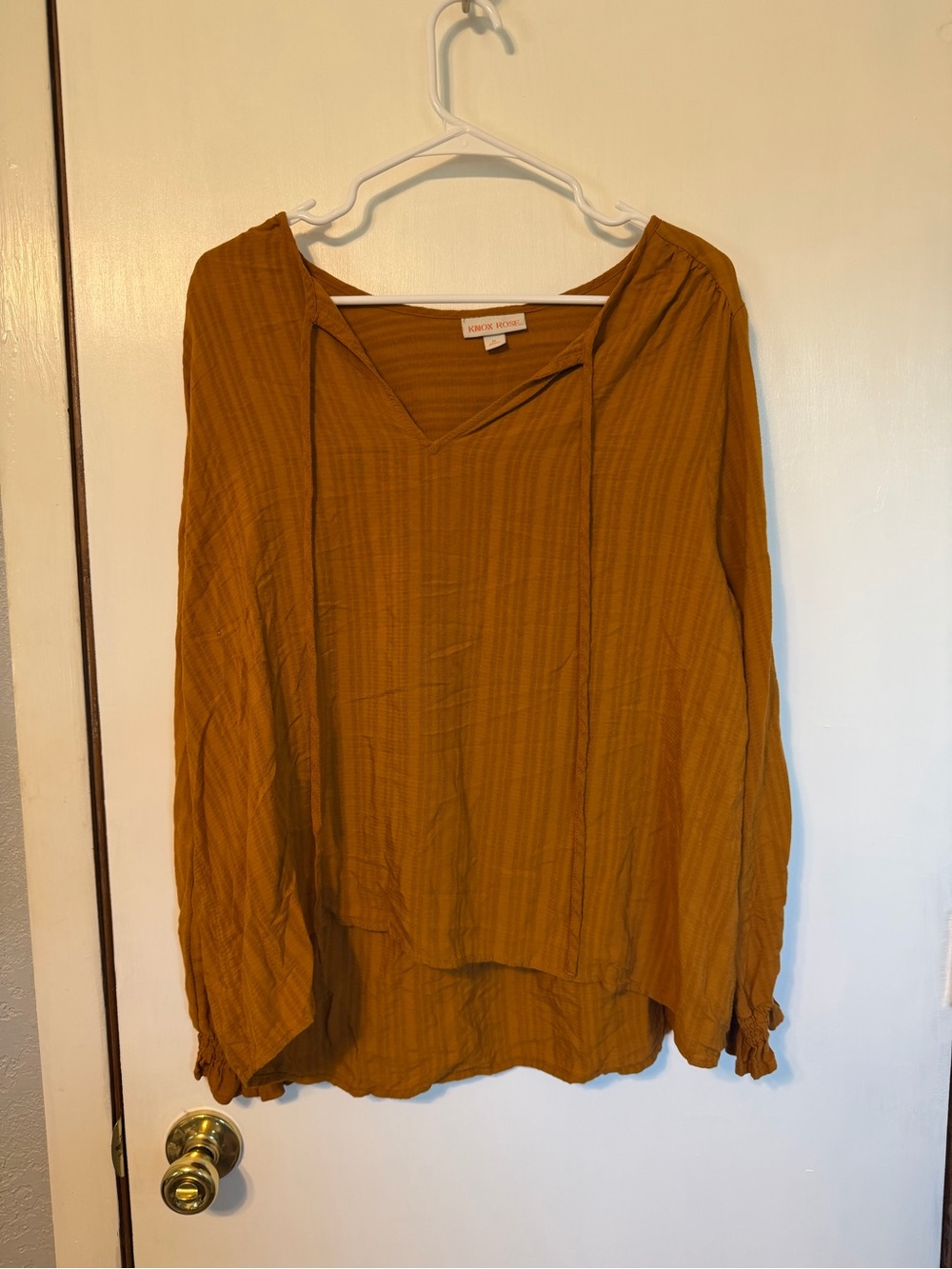 Knox Rose Mustard Long-Sleeve Peasant Top